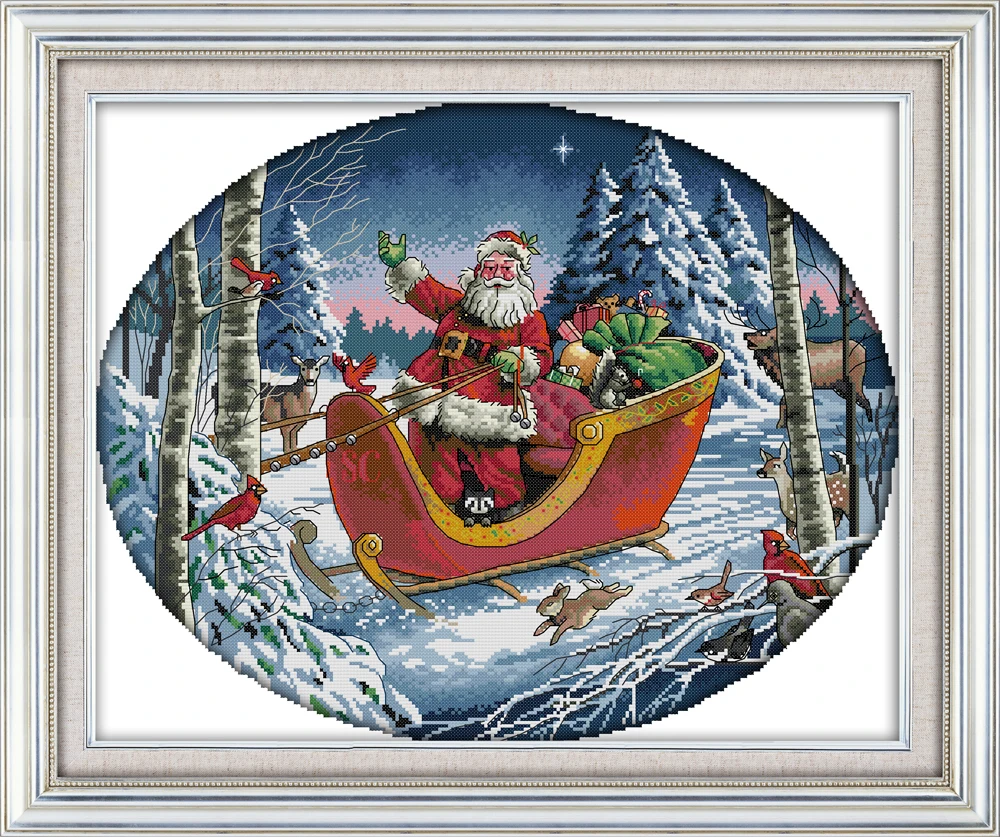 NEW Santa Claus Embroidery Kits in Cross-Stitch Package Home Decor Christmas Cross Stitch Printed Canvas | Дом и сад