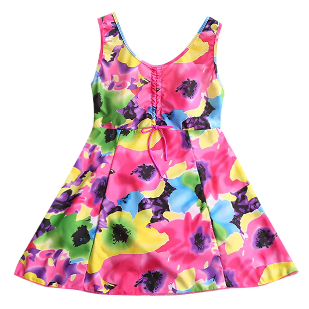 Красный CHAMSGEND New Women's XL printed conservative swimming skirt sexy fashion beachwear one-piece swimsuit - Цвет: Красный