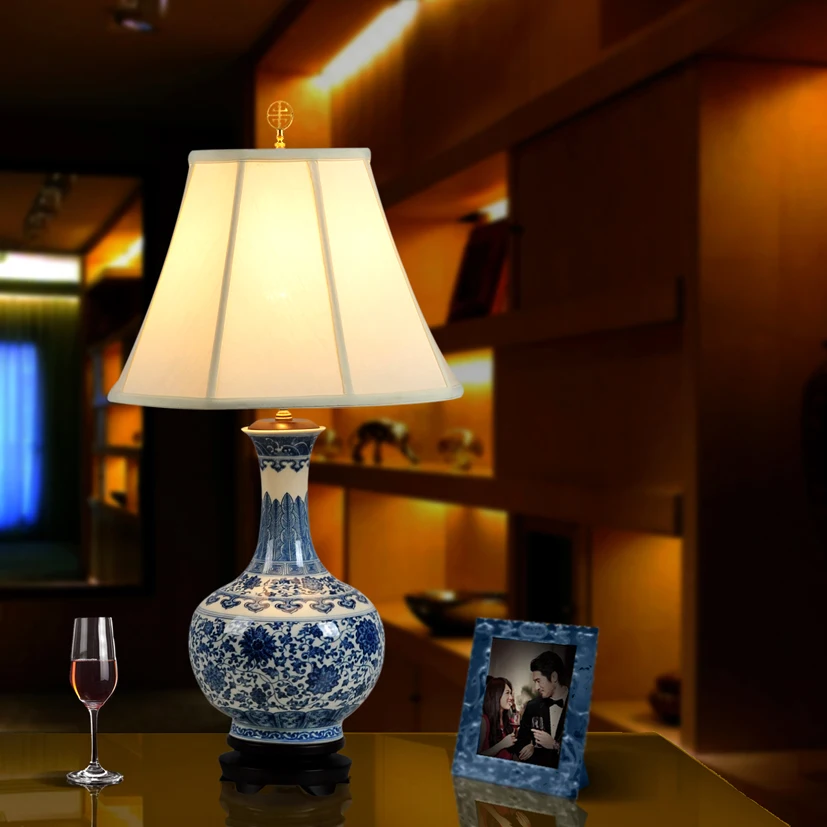 

Art Chinese porcelain ceramic table lamp bedroom living room wedding table lamp Jingdezhen ceramic table lamps for living room