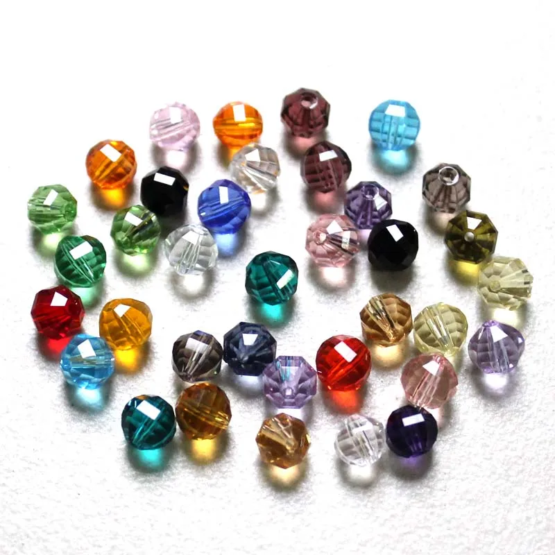 

StreBelle Mixed Colors Top AAA 6mm 100pcs Austria faceted Crystal Glass Beads Loose Spacer Round Beads for Jewelry Making