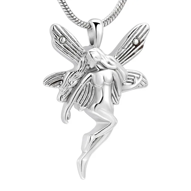 

JJ10040 Angek Wing Fairy Stainless Steel Memorial Jewellery Hold Ashes Of Loved One Keepsake Cremation Urn Pendant Necklace