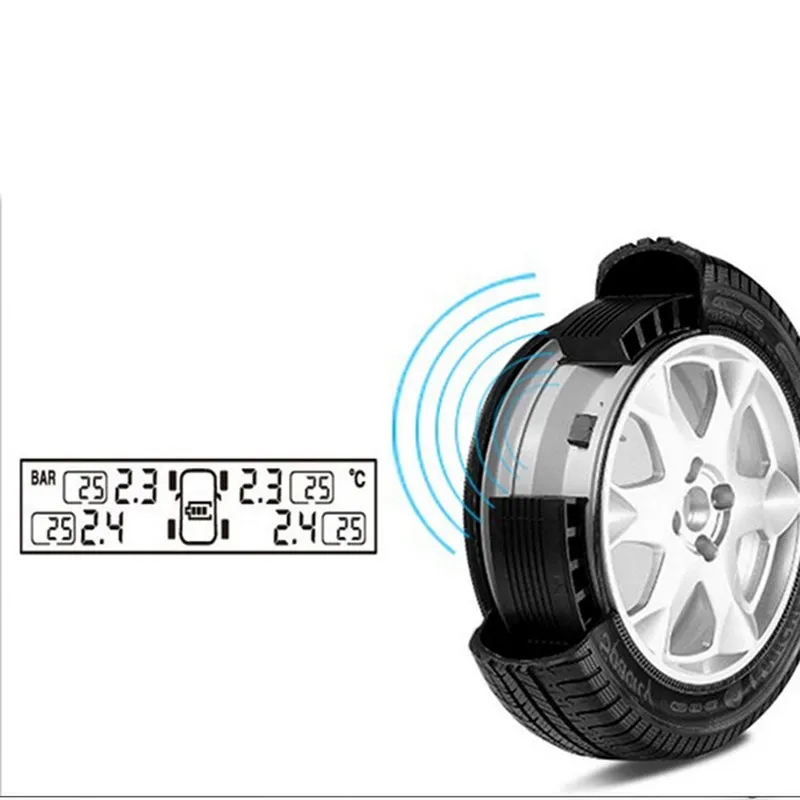 Солнечная энергия Смарт TPMS беспроводная система контроля давления в шинах
