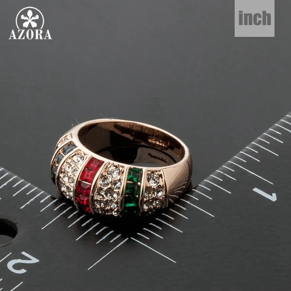 AZORA стильное Новое дизайнерское розовое Золотое кольцо на палец TR0100|finger ring|designer