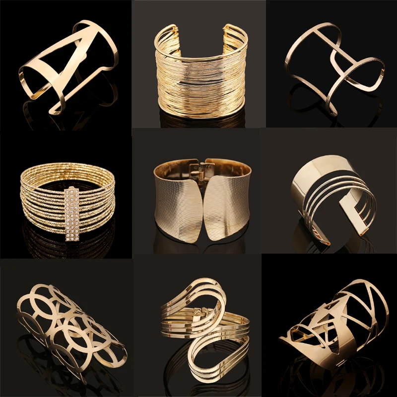 Модные Винтажные браслеты 2017 Геометрический стиль Поп панк металлические