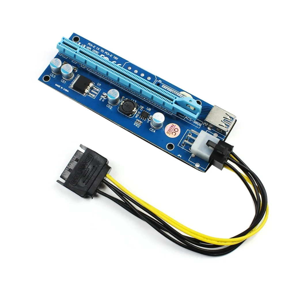 PCI-E Raiser PCI E Express 1X To 16X Riser Card USB 3,0 PCI-E SATA To 6Pin кабель питания для BTC Bitcoin Mining Antminer