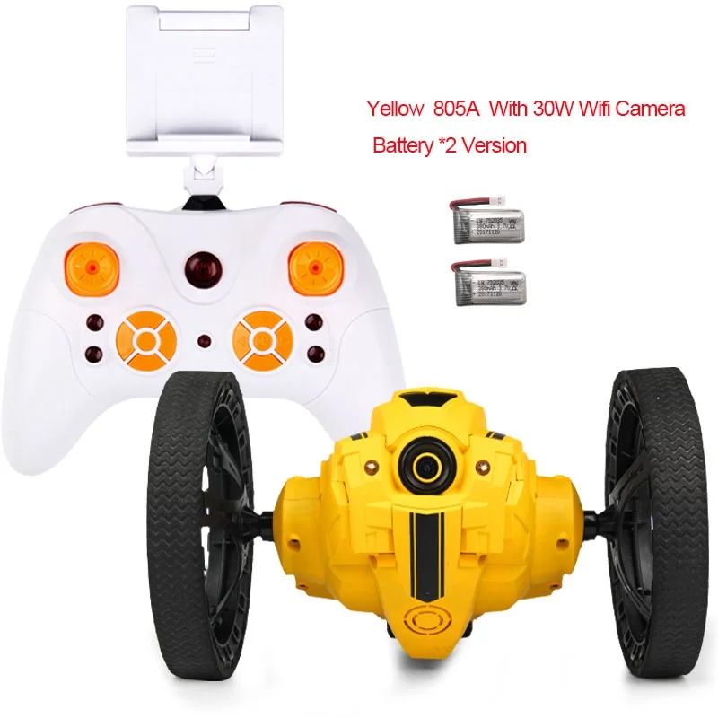 805A-Yellow-2B-30W RC автомобиль отказов игрушки 805 прыжки 805A с WI-FI FPV Камера Stunt автомобилей Гибкая колеса вращения светодиодный ночной Светильник RC автомобиль робота - Цвет: 805A-Yellow-2B-30W