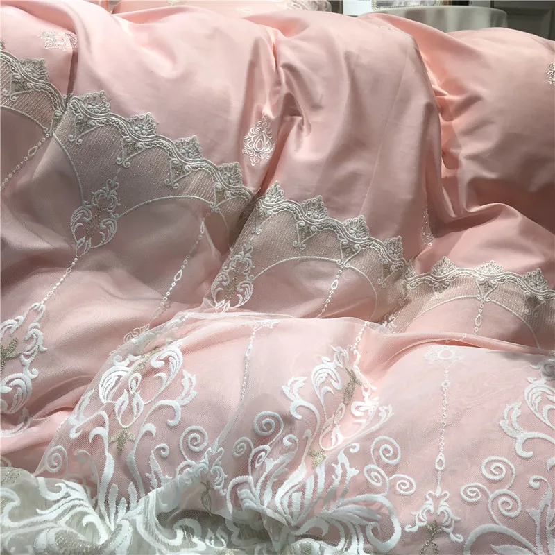 Розовый фиолетовый стиль принцессы роскошный 60S Египетский хлопок набор