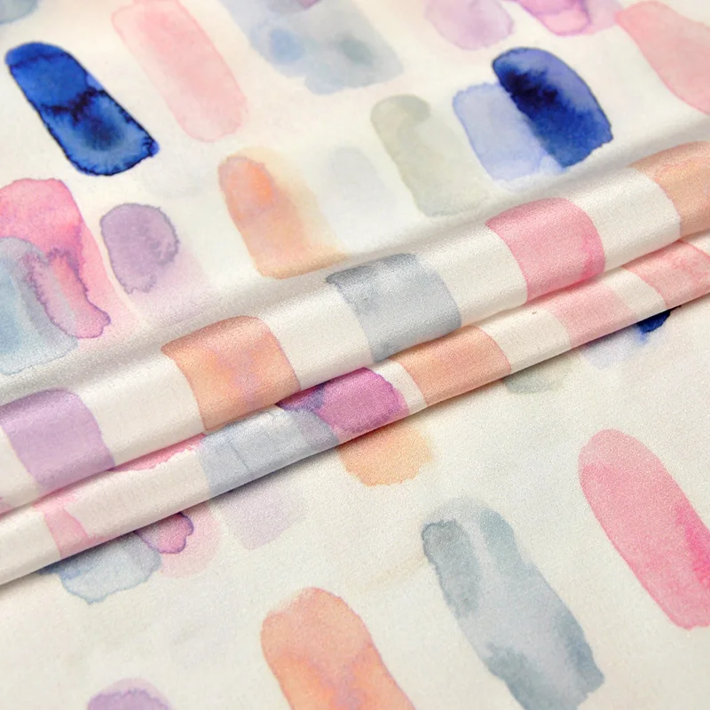 Wide silk double crepe printed clothing dress shirt fabric ink graffiti free shipping | Дом и сад