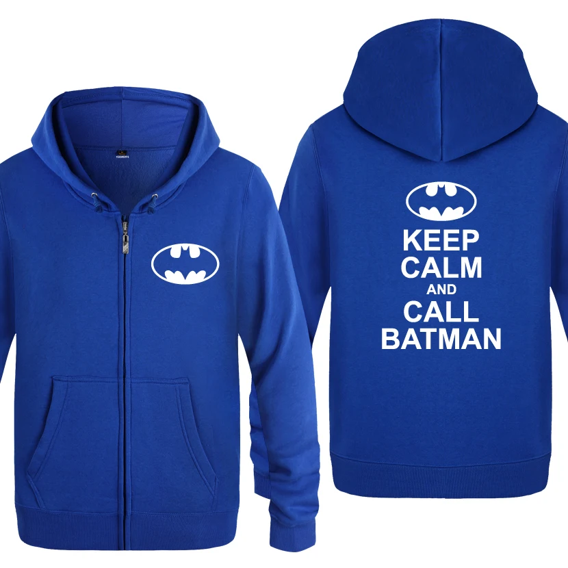 Мужские флисовые толстовки на молнии с капюшоном Keep Calm and Call Batman 2018 | Мужская