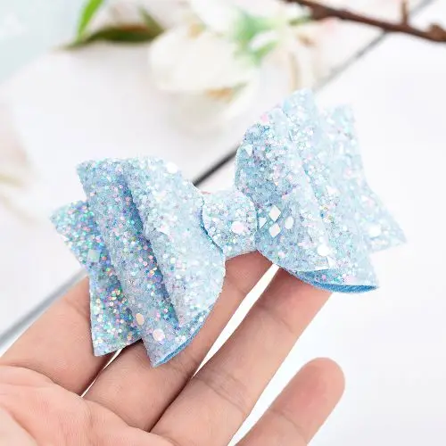 baby blue Заколки для волос принцессы с бриллиантовым блеском, блестящие банты для волос с зажимом для танцевальной вечеринки, заколки для волос, аксессуары для волос для девочек - Цвет: baby blue