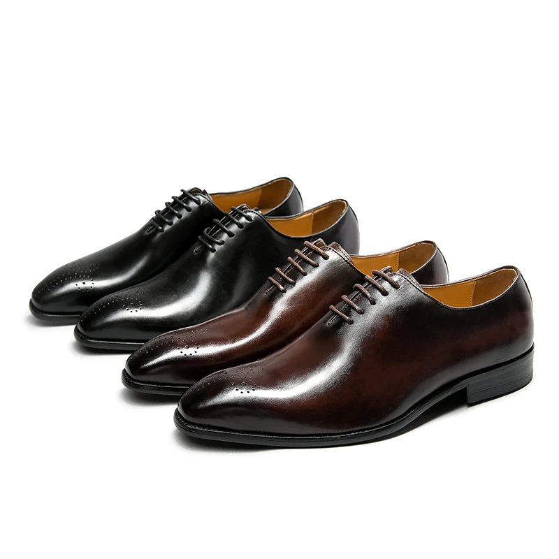 

KARRUCCI Handmade Classic Genuine Leather Men Shoes Footwear Oxford Lace Up Wedding Party Man Brown Dress Shoes Plus Size 39-50
