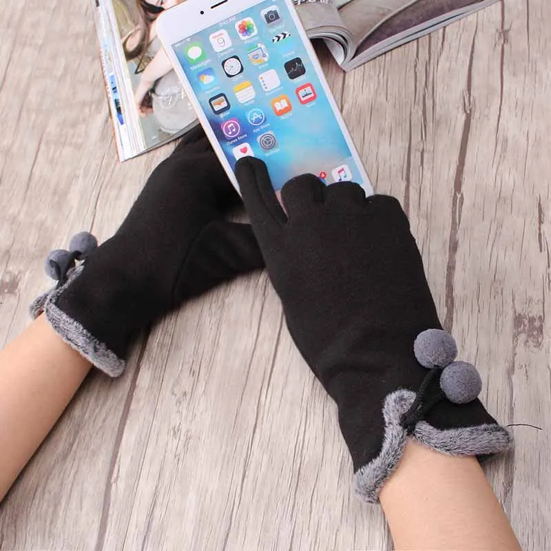 Q Горячие Модные женские теплые зимние перчатки на запястье плюшевые
