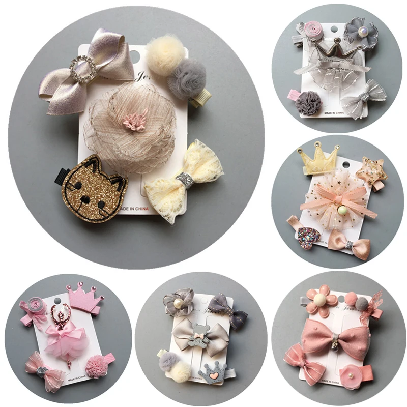 5 шт./компл. детские заколки для волос в форме бантиков короны Детские Заколки