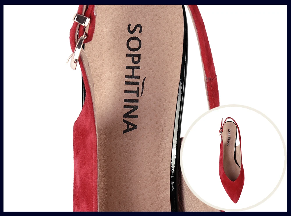 SOPHITINA Comfortable Kid Suede Sandals Fashion Shallow Sexy Pointed Toe Shoes New Hot Sale High Thin Heel Women's Sandals SC139