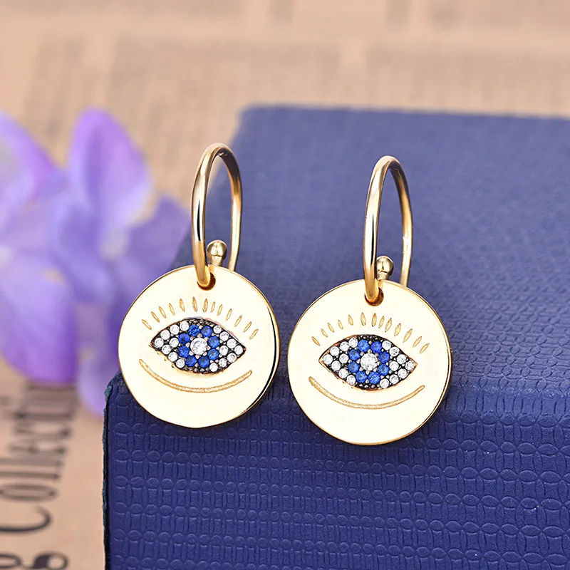 Серьги золотого цвета серьги &quotСчастливый глаз&quot серия &quotдьявольские глаза&quot