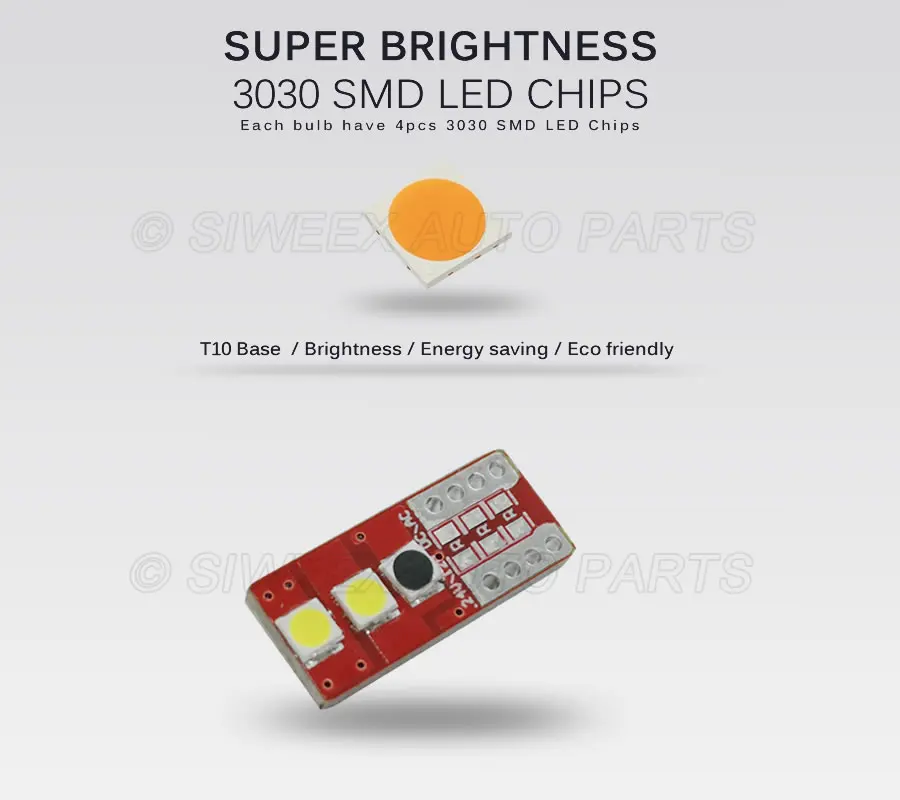 1 шт. T10 W5W 4 SMD 3030 12 В 168 192 габаритные огни для чтения номерной знак дверь белый