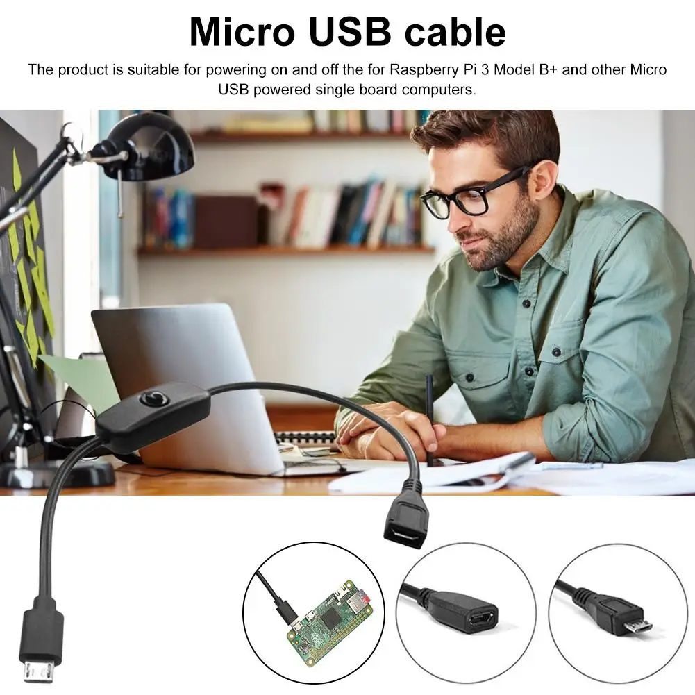 

Micro USB Female to Male Cable for Raspberry Pi Power Switch Cord 27CM 5V 2.5A