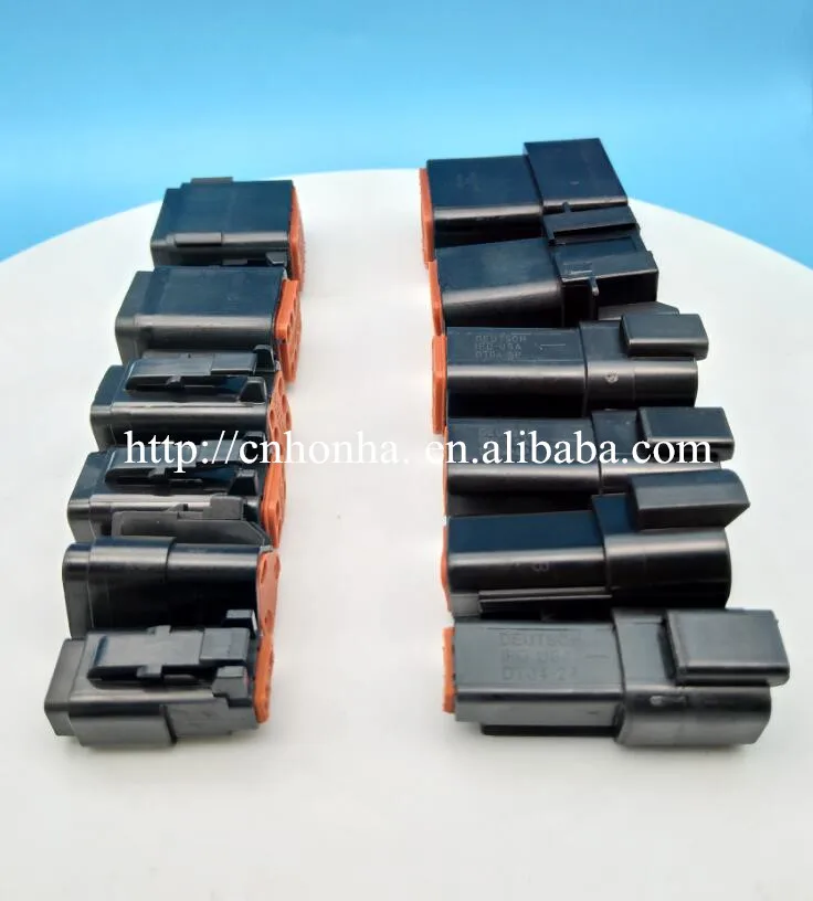 

Free shipping Black 10 pcs 2/3/4/6/8/12 Pin DT series male and female electrical wire connector plug waterproof auto connectors