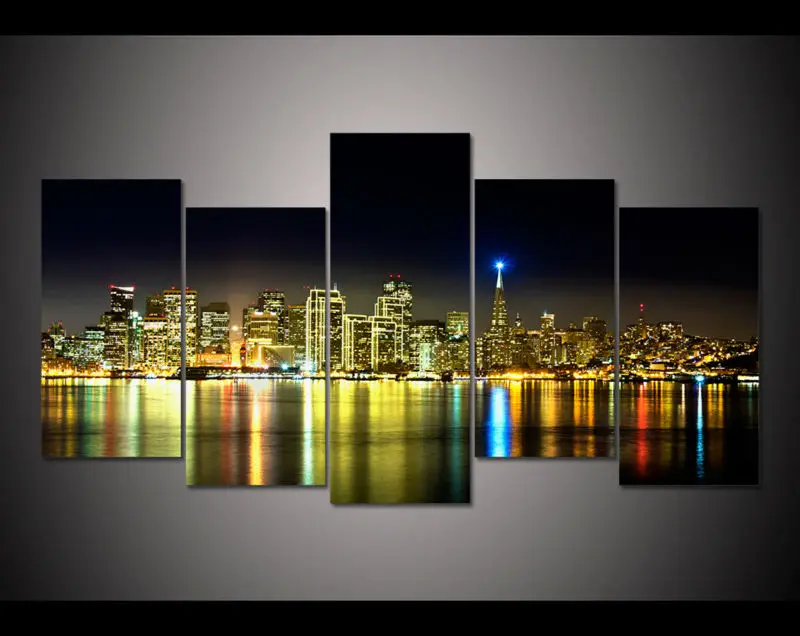 Картина на холсте Сан Франциско Калифорния большая HD печать 5 панелей Декор для
