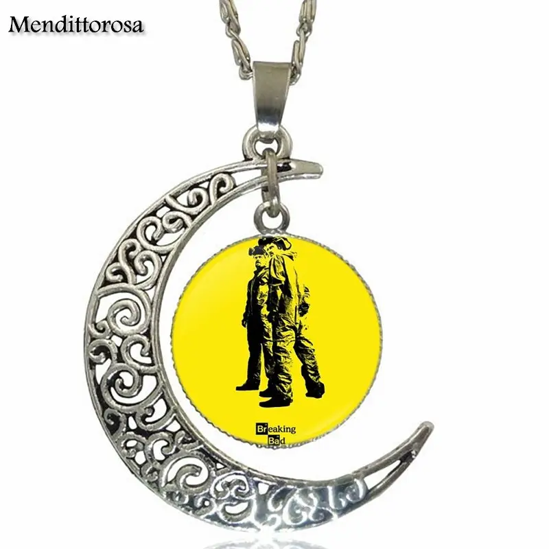 Ожерелье во все тяжкие с посеребренным стеклом кабошон чокер в форме полумесяца