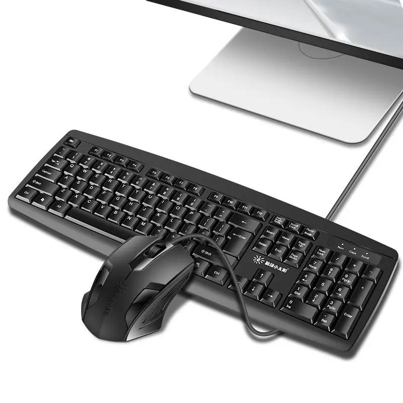 Sunrose T13 защита от брызг Usb Проводная клавиатура 104 клавиш+ мышь набор для домашнего офиса компьютерная игровая клавиатура и мышь комбо для Gam - Цвет: Black