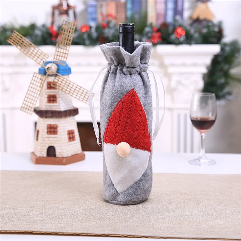 Red Cap Santa Бутылки вина шампанского рождественские украшения Санта Клаус сумки подарки держатель год домашний декор - Цвет: Red Cap Santa