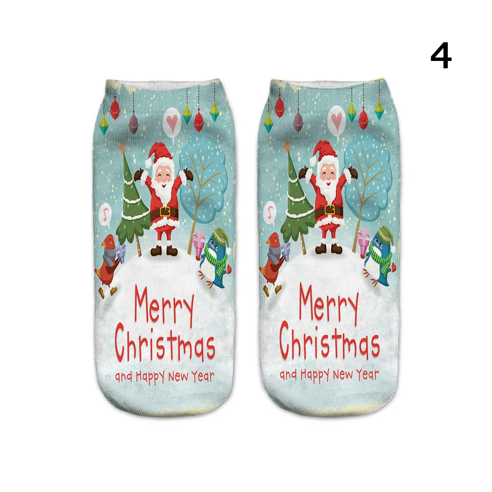 YJSFG дом 3D печатных рождественские носки унисекс Санта Клаус Для женщин Low Cut до