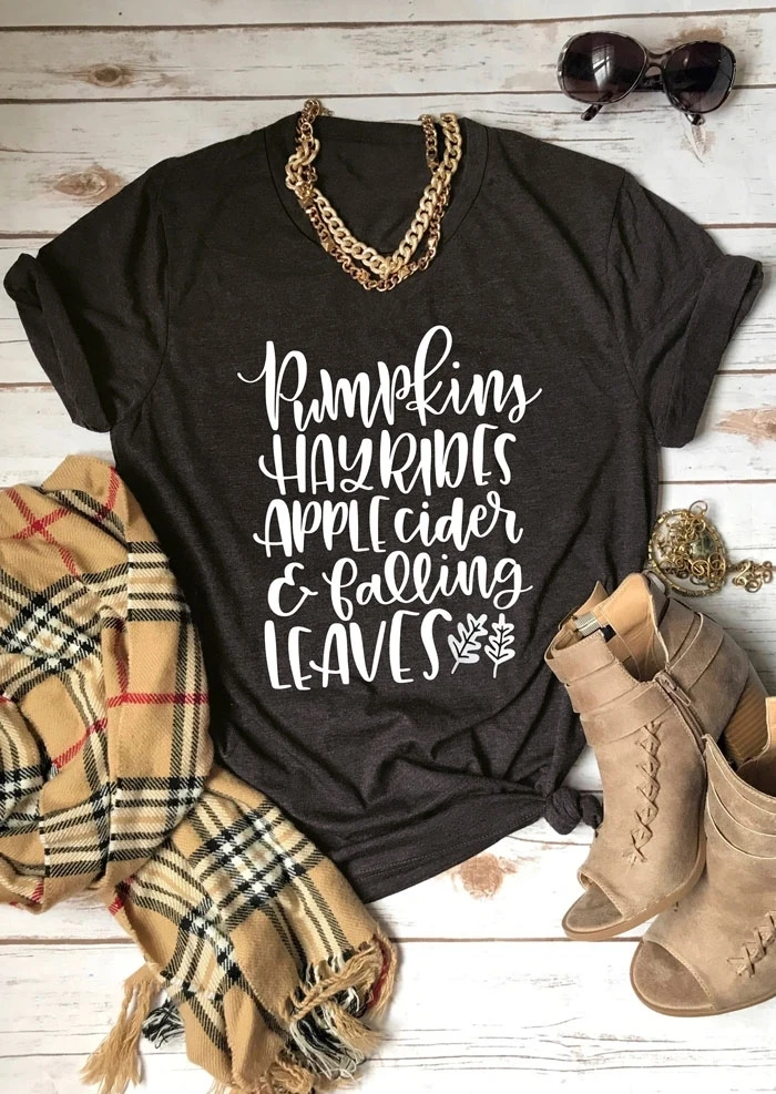 2018 Хэллоуин Женская футболка с коротким рукавом буквенным принтом тыквы Hayrides