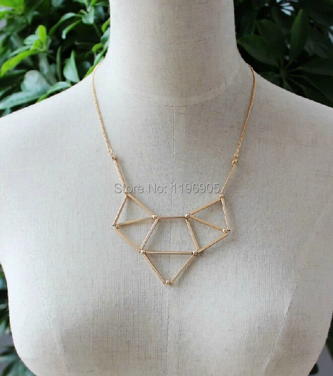 Free Shipping 2014 New Designer Punk Women's Triangle Geometry Statement Necklace Vintage Fashion Chokers High Quality Hot Sale|choker