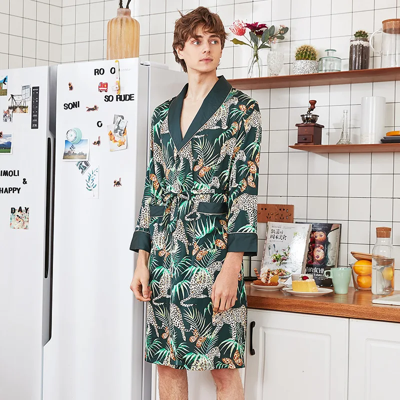 Весенний мужской халат для сна кимоно банное платье юката Ночная рубашка