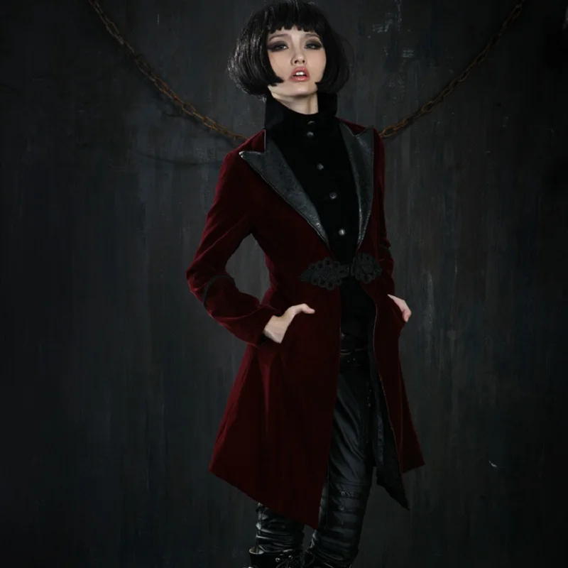 Куртка в стиле панк рок черная красная военная куртка Блейзер Kei Streampunk унисекс