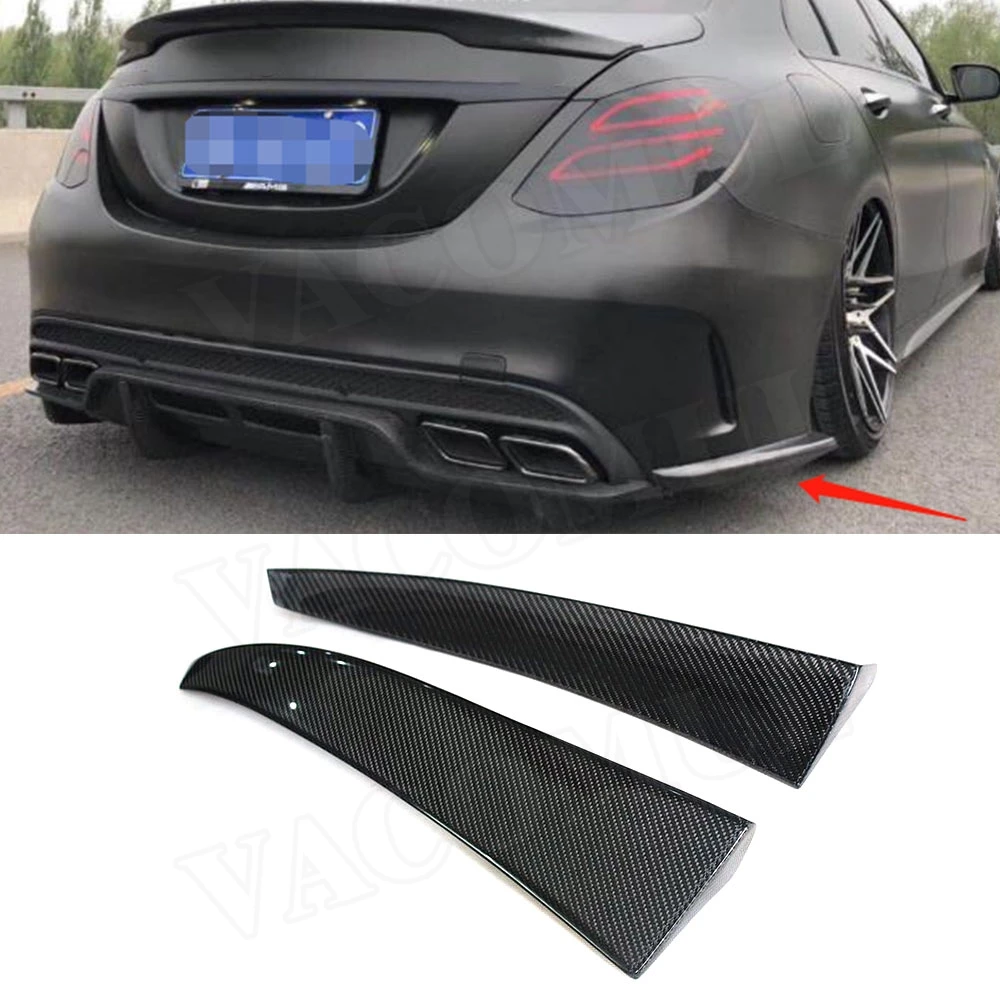 For C Class Carbon Fiber Rear Bumper Side Canards Splitters Spoiler for ...