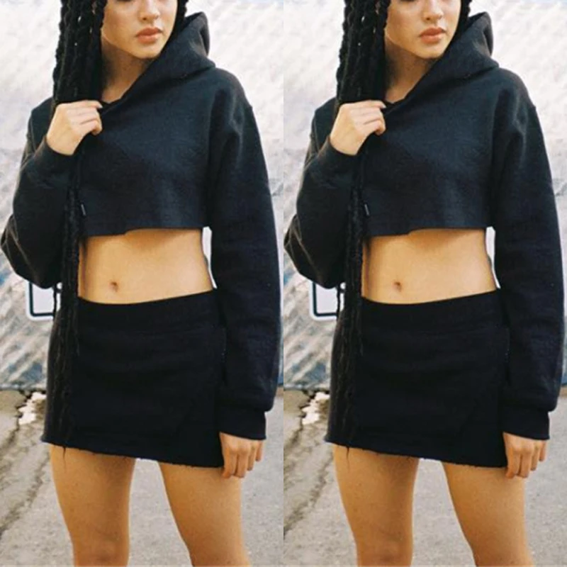 Женский комплект из 2 предметов толстовка с длинным рукавом короткий топ