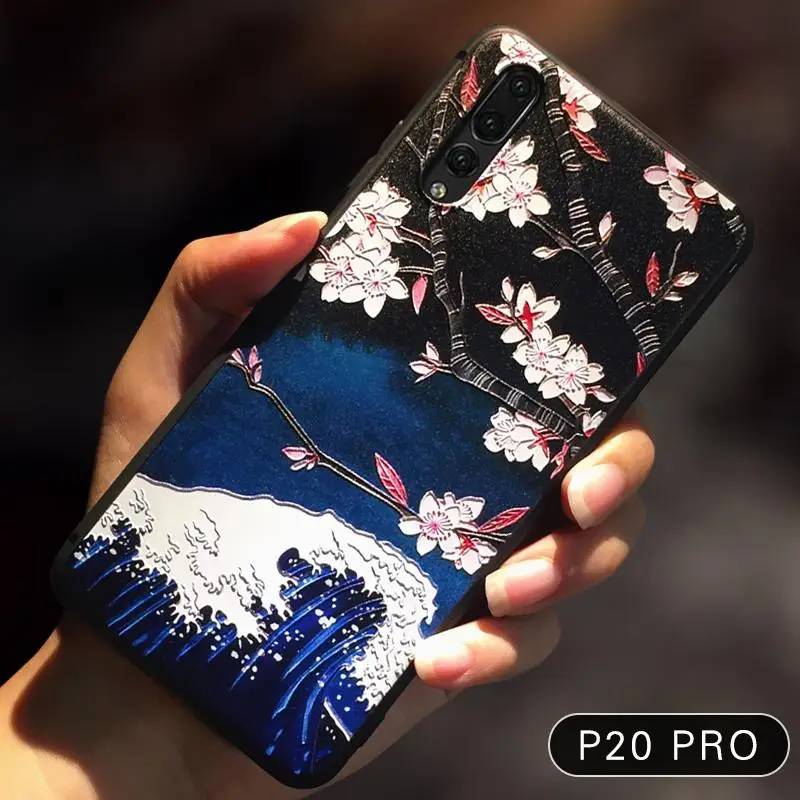 Рельефный Винтажный чехол в китайском и японском стиле для Huawei P20 с изображением