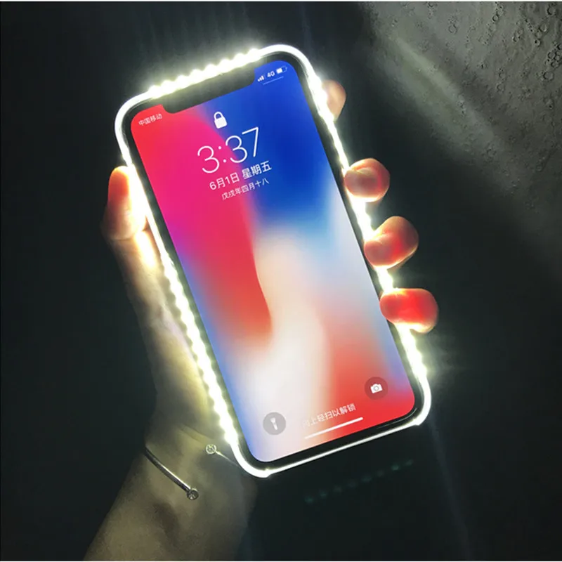 

LED Flash Cases For iPhone 11 12 Pro X XS MAX XR 8 7 Selfie Light 11 Pro 6 7 Plus for 12 Pro Max Phone Case Cover