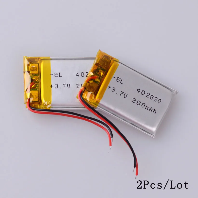 2PCS 3,7 V 402030 200mAh литий-полимерный аккумулятор li-po для mp3-плеера регистратора dvr t BT батареи клавиатуры - Цвет: 2PCS