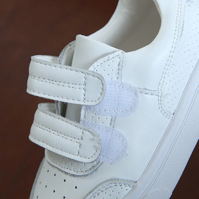 UncleJerry Genuine Leather Kids Casual shoes Breathable Children White Boys Girls Comfortable Soft Sneakers for baby | Детская одежда и