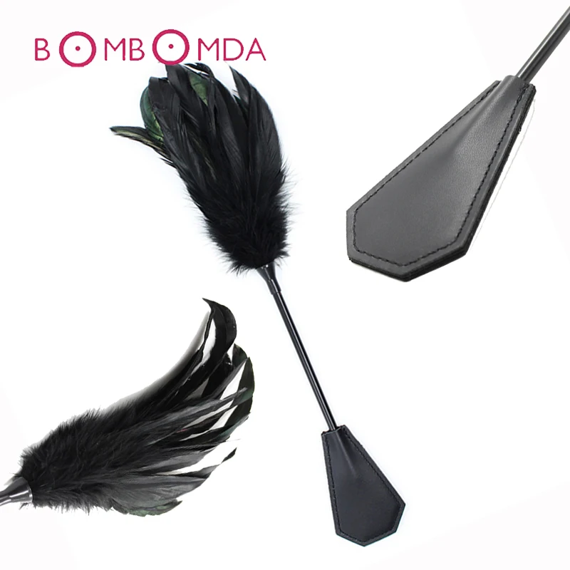 Sex Feather Whips Fetish Spanking Paddle Flirting Whip Romantic Massage Tickler Black Flogger For Adult Games | Красота и здоровье