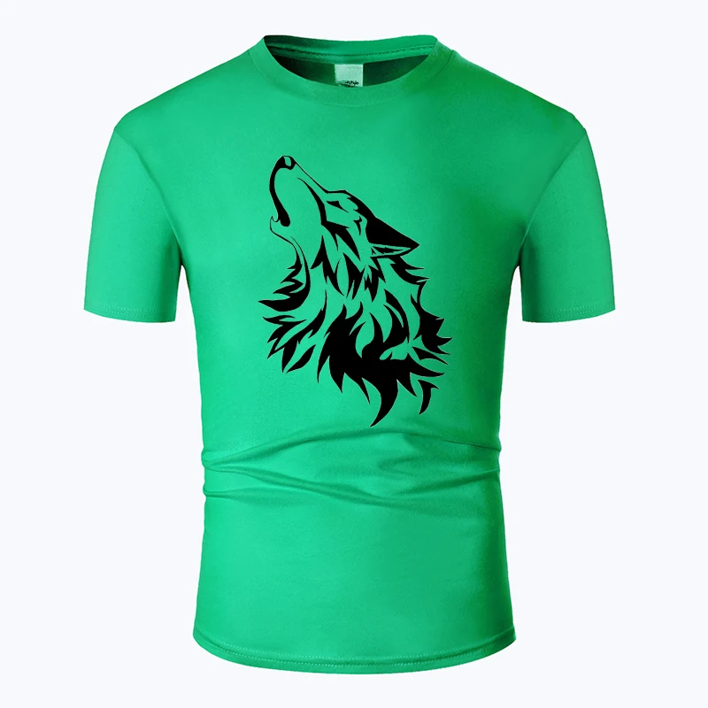 Cool Wolf Line Art Wolves howl O Neck Cotton T Shirt Men Unisex Summer Short Sleeve Designed Casual Women Top tees m01007 | Мужская