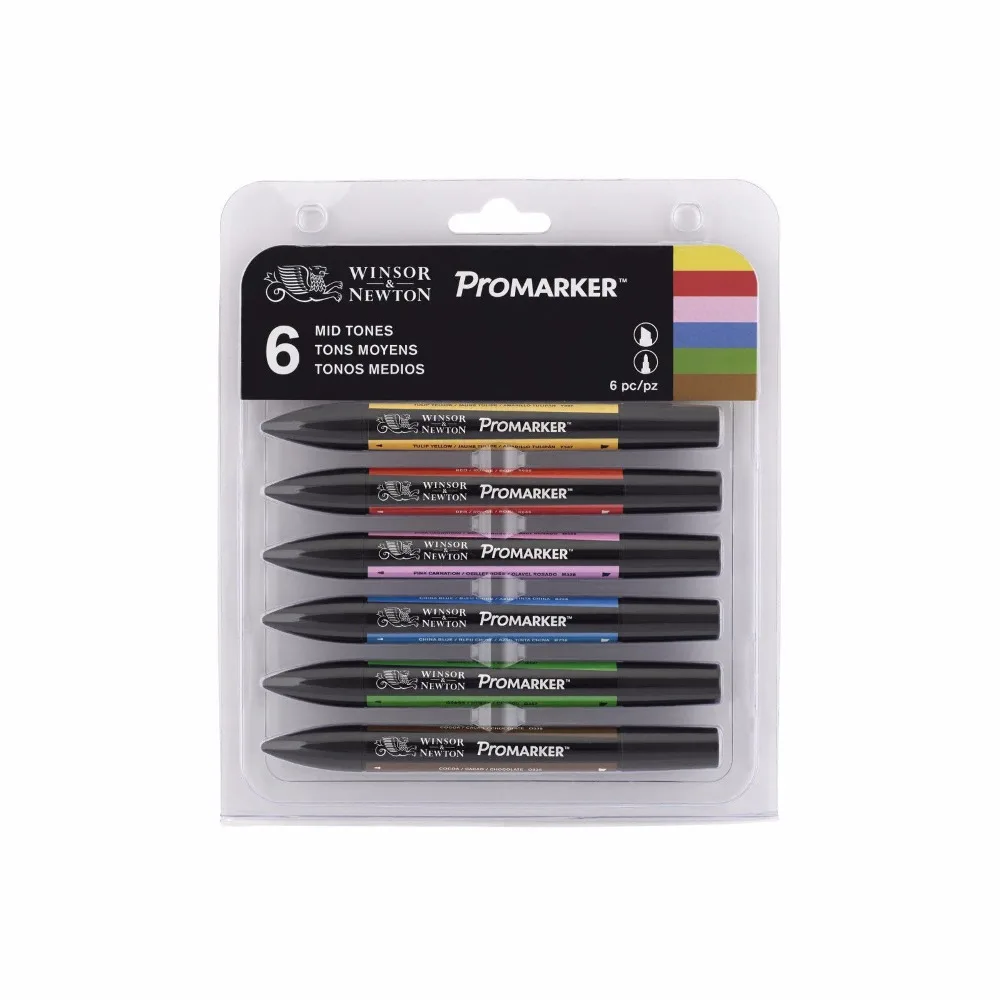 Набор маркеров WINSOR & NEWTON Promarker с двойным наконечником на спиртовой основе 6 цветов