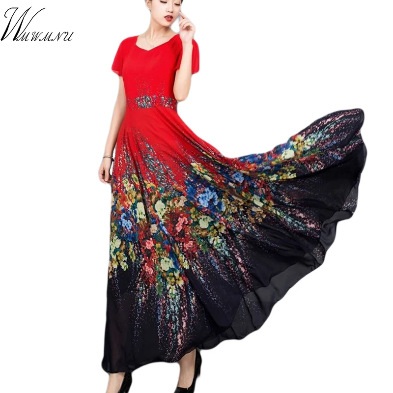 Платье женское повседневное с принтом шифоновое весеннее большого размера 4XL |