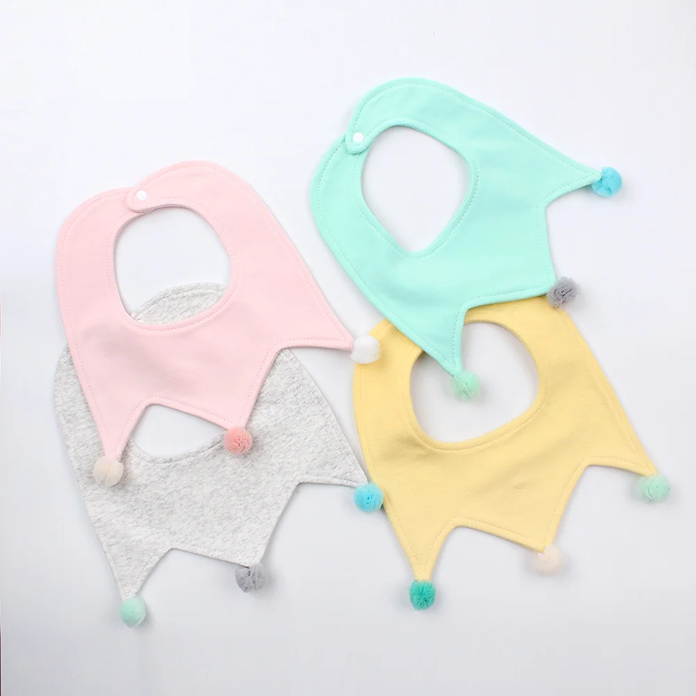 2 PCS Crown Cotton Baby Bibs Cute INS Infant For Girls Pompom Saliva Towel Bib Burp Clothes Clothing | Детская одежда и обувь