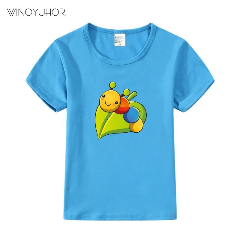 

Cartoon Worm Print T Shirt Children Summer New Casual Short Sleeve O-neck Tops Baby Boys Girls T-shirt Kids Clothing