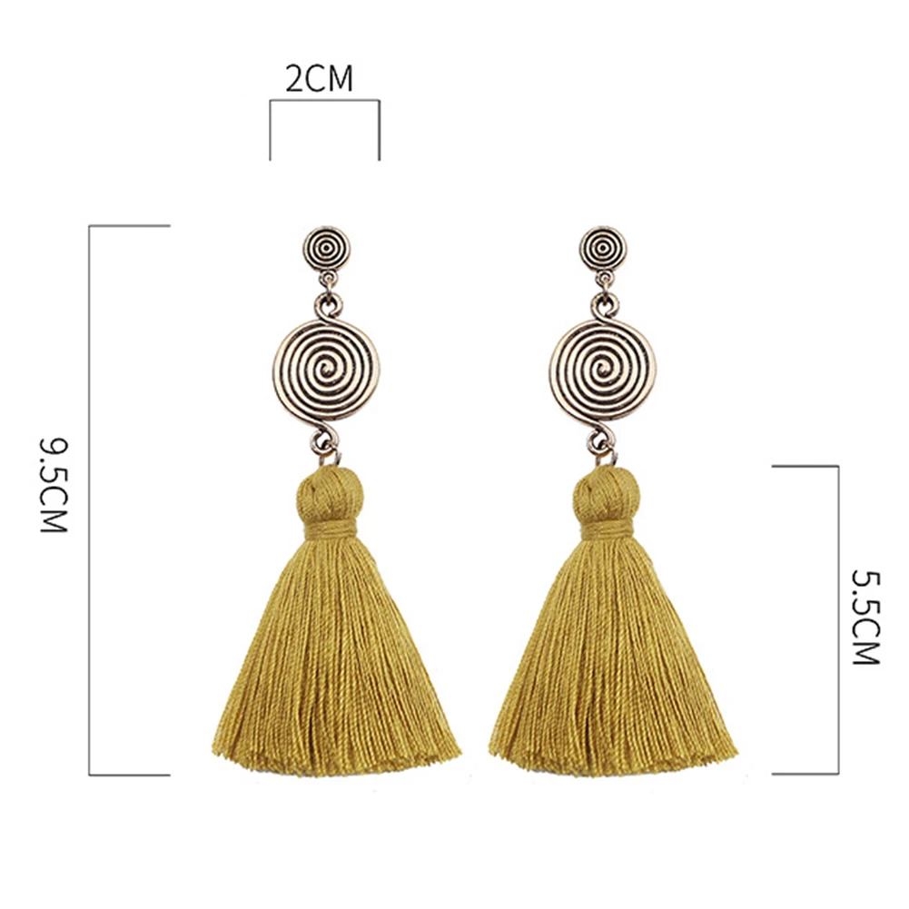 Bohemia Spiral Tassel Long Dangle Drop Women Stud Earrings Party Jewelry Gift | Украшения и аксессуары