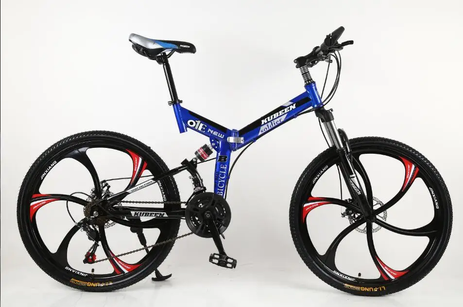 blue 6 knives wheel KUBEEN горный велосипед 26 дюймовый стальной 21 скорость велосипеды двойной дисковые тормоза с переменной скоростью дорожные велосипеды гоночный велосипед BMX велосипед - Цвет: blue 6 knives wheel