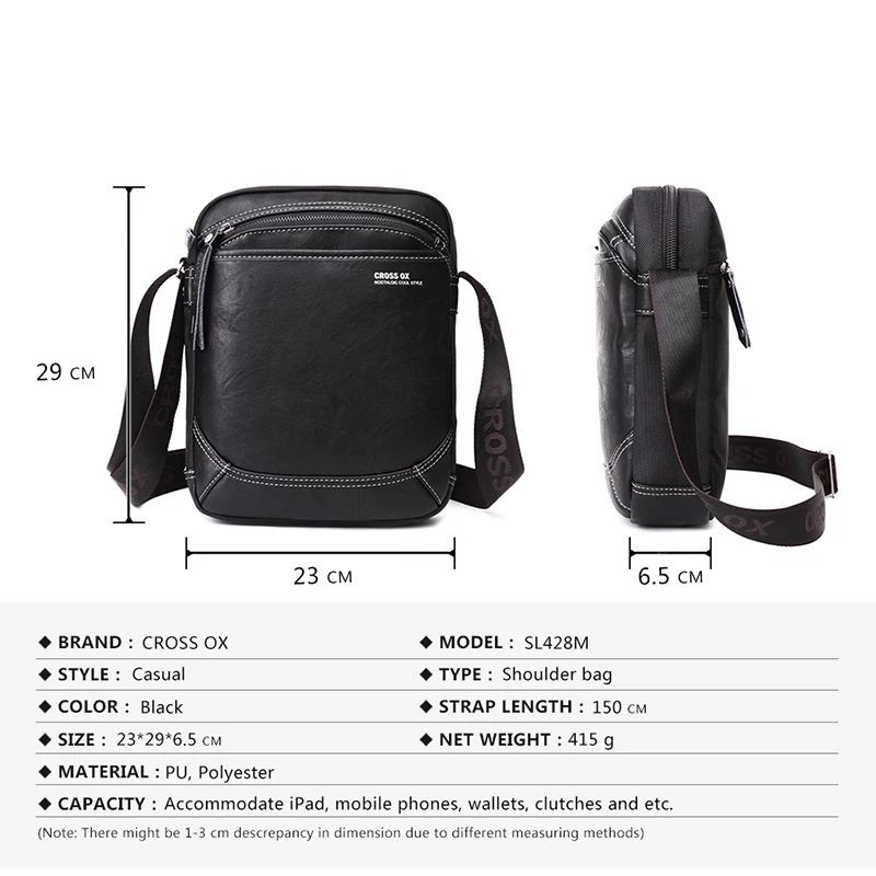 CROSS OX Новое поступление Повседневное Стиль клапаном сумка Для мужчин мужская