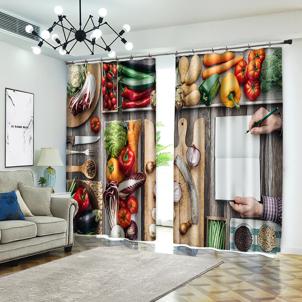 Высокоточные 3D шторы для растушевки овощей на разделочной доске|Занавески| |