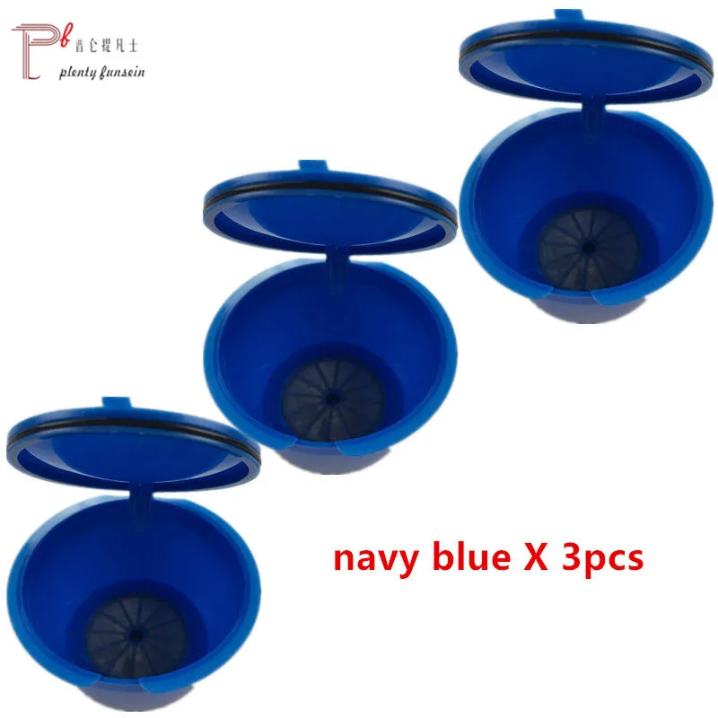 navy blue Красивый комплект из 3 шт./упак. использовать 150 раз combinacapsule Кофе капсулы Пластик многоразового Многоразовые Совместимость с Nescafe пополнения чернил - Цвет: navy blue