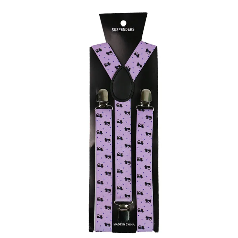 Winfox Fashion 2.5cm Wide Animal Print Cat Braces Suspenders Men Women Clip on Adjustable Clothes Pants | Аксессуары для одежды