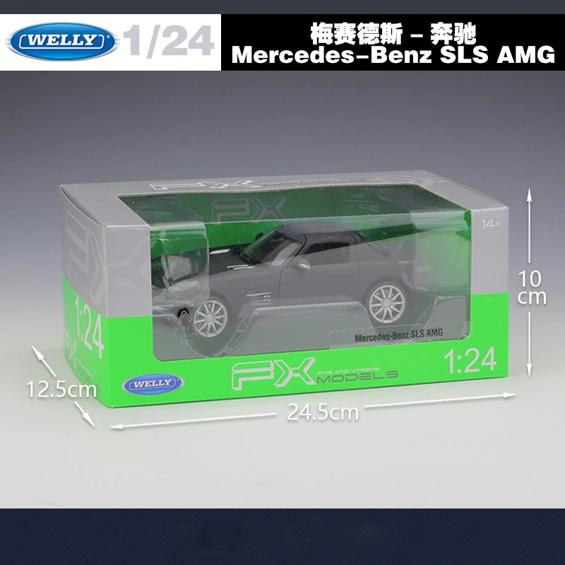 WELLY 1:24 Высокая симуляция Benz SLS AMG спортивный автомобиль матовый литой под давлением металлический сплав классическая модель автомобиля игрушки для мальчиков Коллекция подарков